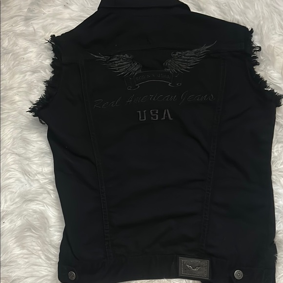 Robin's Jean Black Denim Vest - Picture 2 of 6
